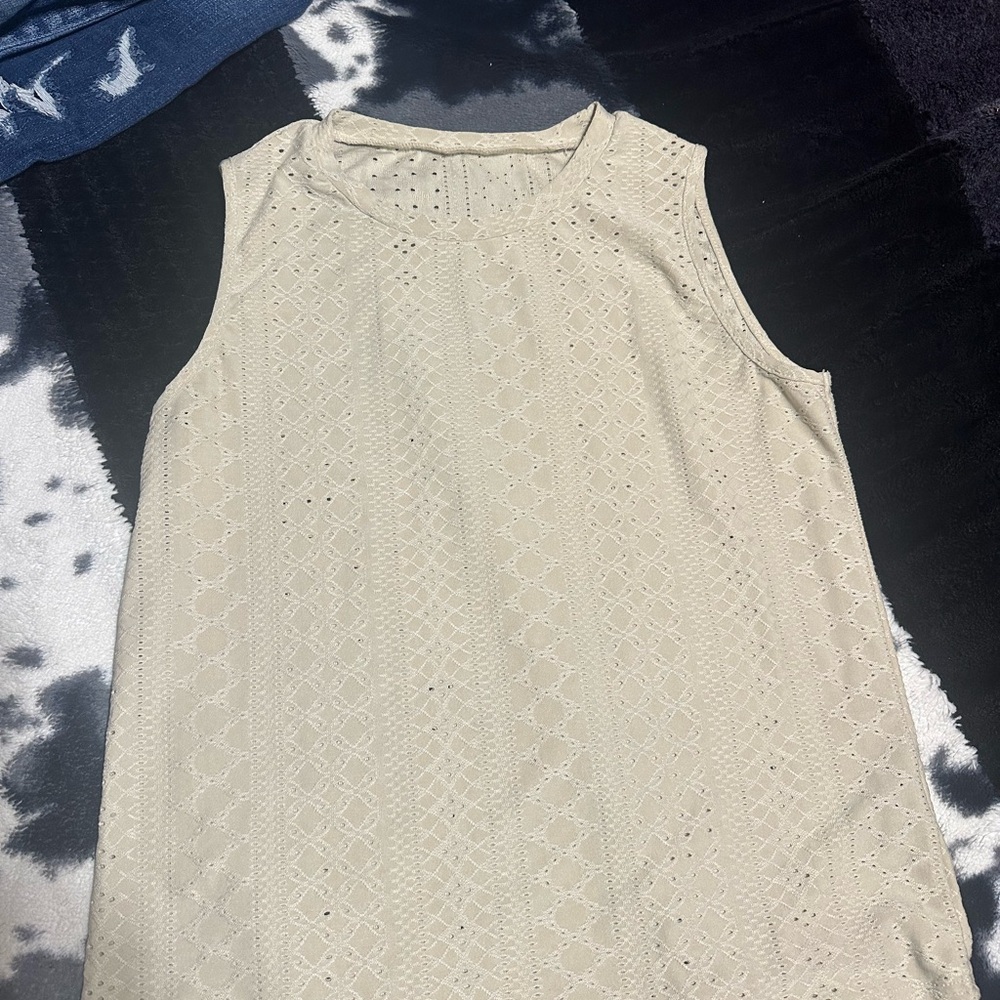 SHEIN Cream Sleeveless Blouse